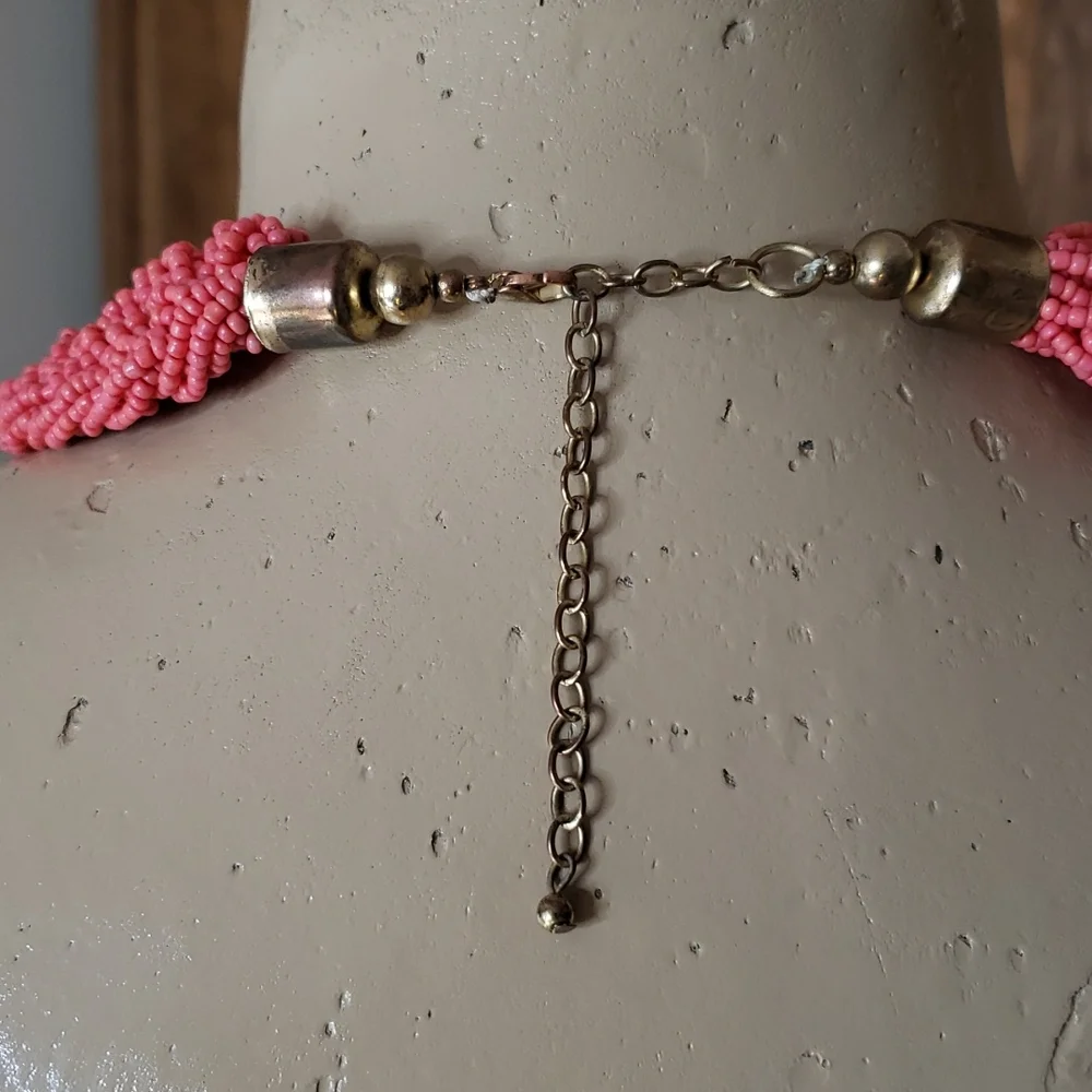 Chunky Braided Beaded Woven Seed Bead Necklace